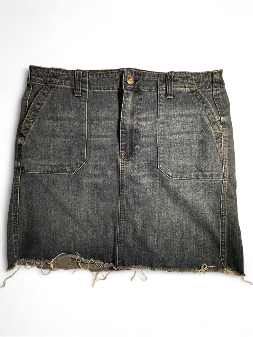 Seven7 Denim Mini Skirt with Raw Hem